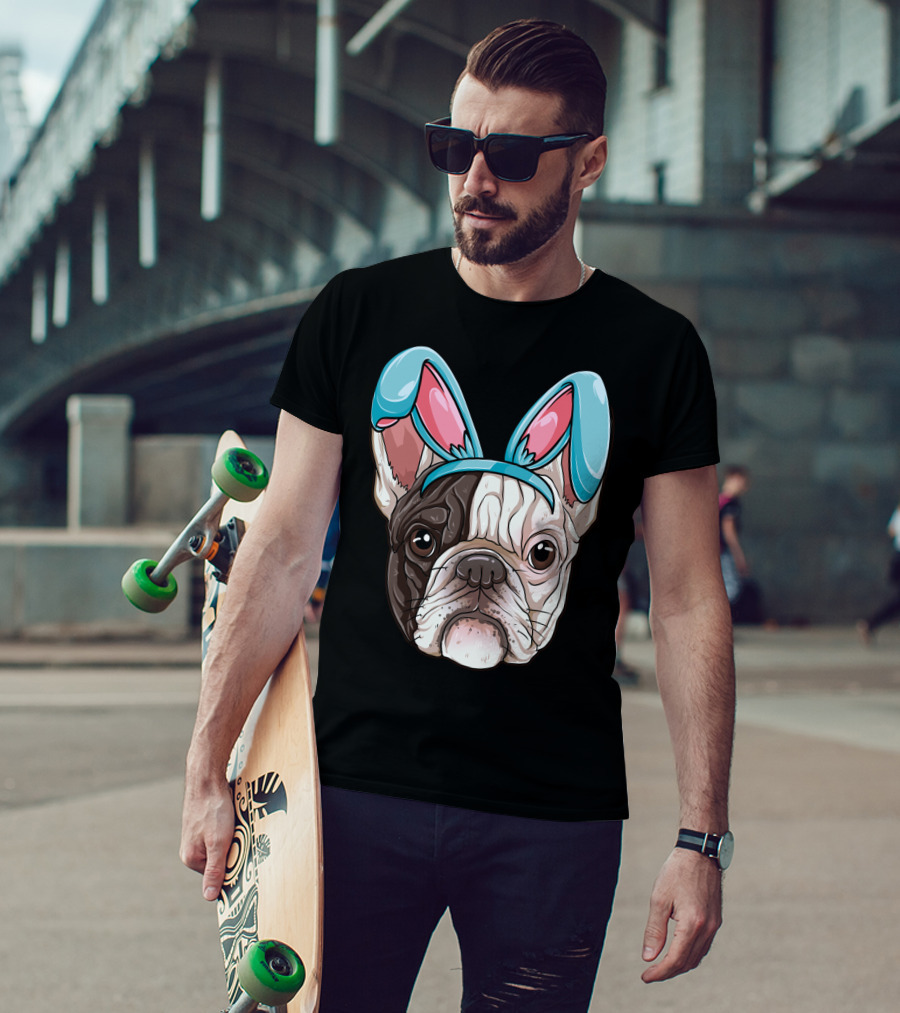 Easter Bunny Ears On French Bulldog Dog Boys Girl T-Shirt