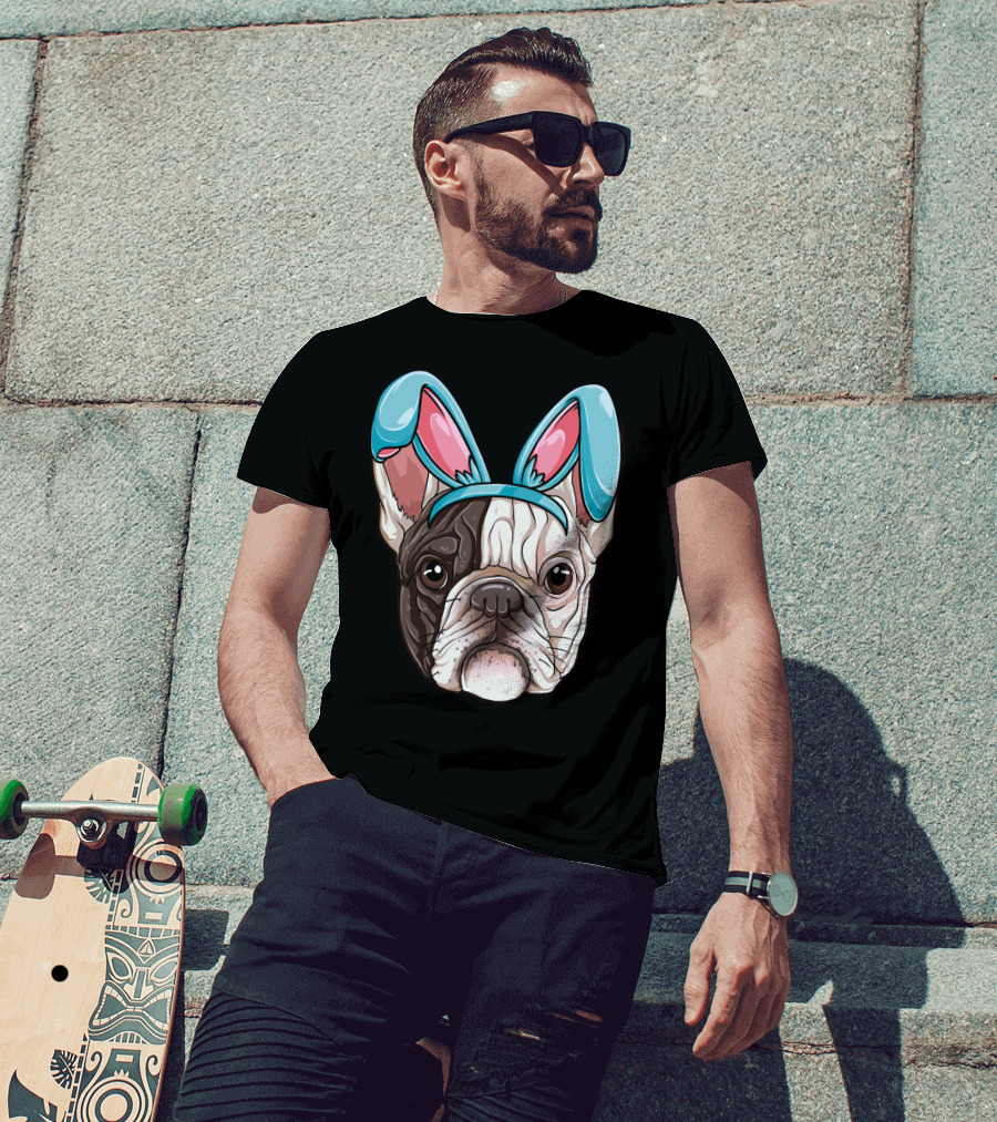 Easter Bunny Ears On French Bulldog Dog Boys Girl T-Shirt