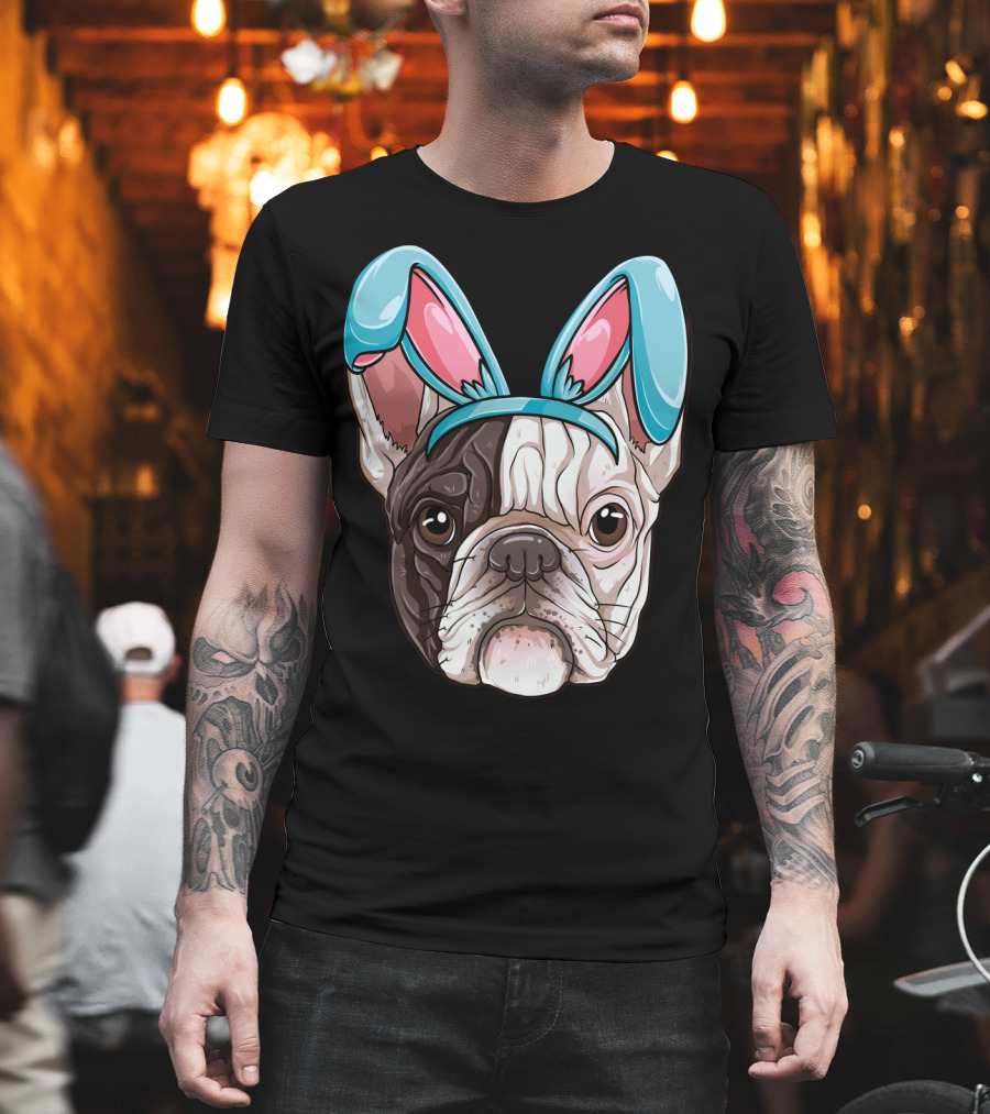 Easter Bunny Ears on French Bulldog Dog Boys Girl T-Shirt