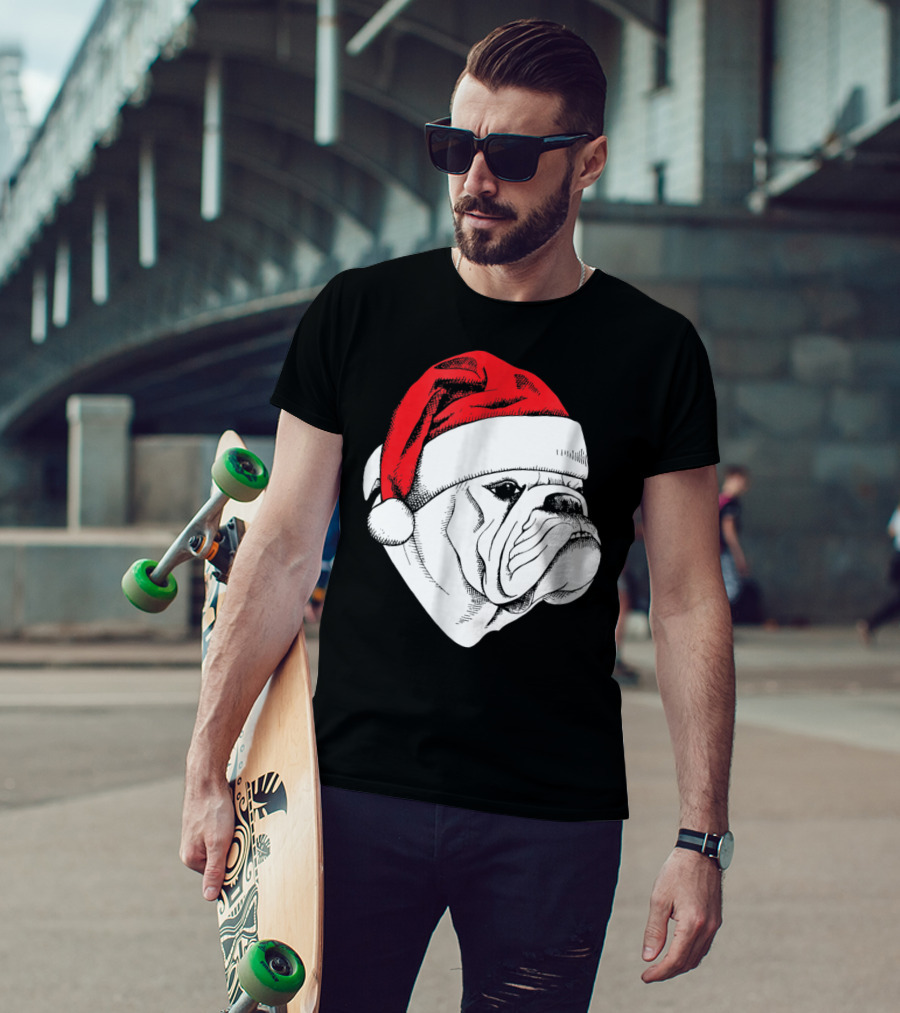 English Bulldog Santa Christmas T-Shirt