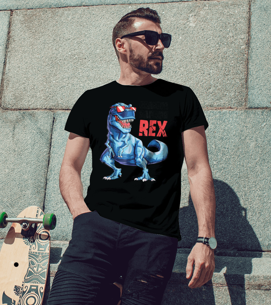 Grandpasaurus Rex Grandpa Saurus Dinosaur With Cool Glasses T-Shirt