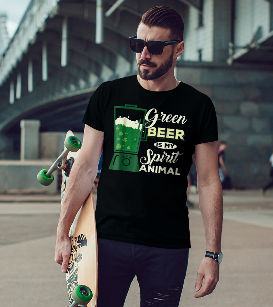 Green Beer Is My Spirit Animal Funny Drinking Blender Shamrock T-Shirt