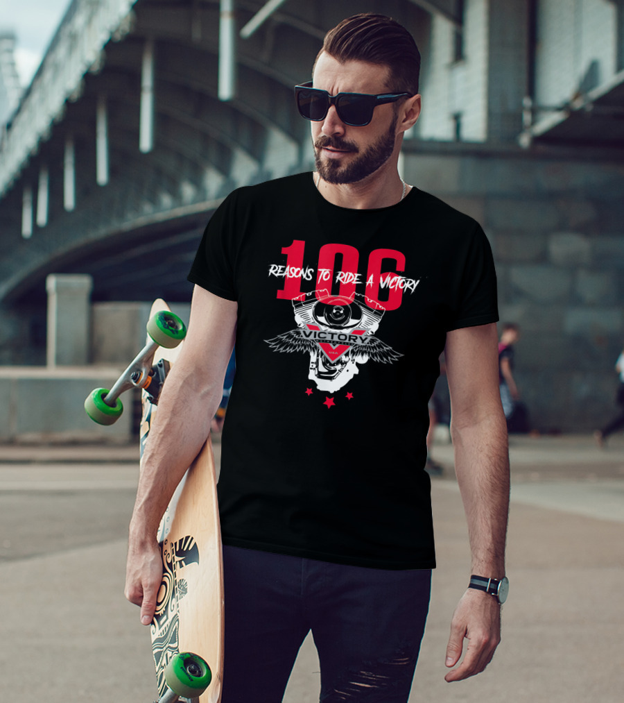106 Reasons To Ride A Victory Engine Winged Stars USA T-Shirt