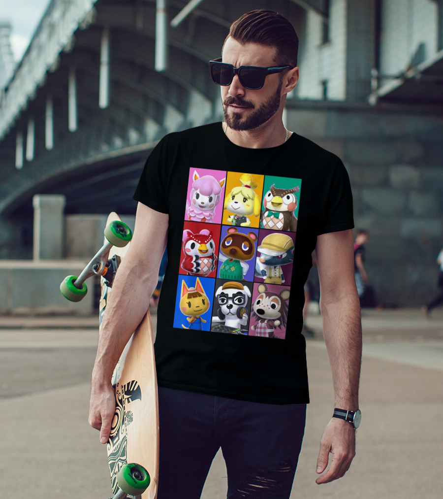 Animal Crossing Character Grid Featuring Isabelle And Tom Nook T-Shirt