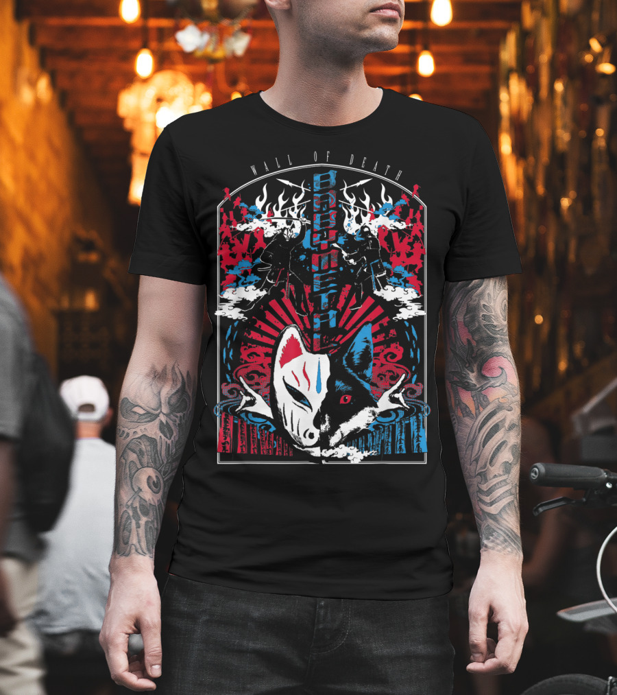 Babymetalfcus Wall of Death Katana Mask Warriors Flames Red Blue Japan T-Shirt