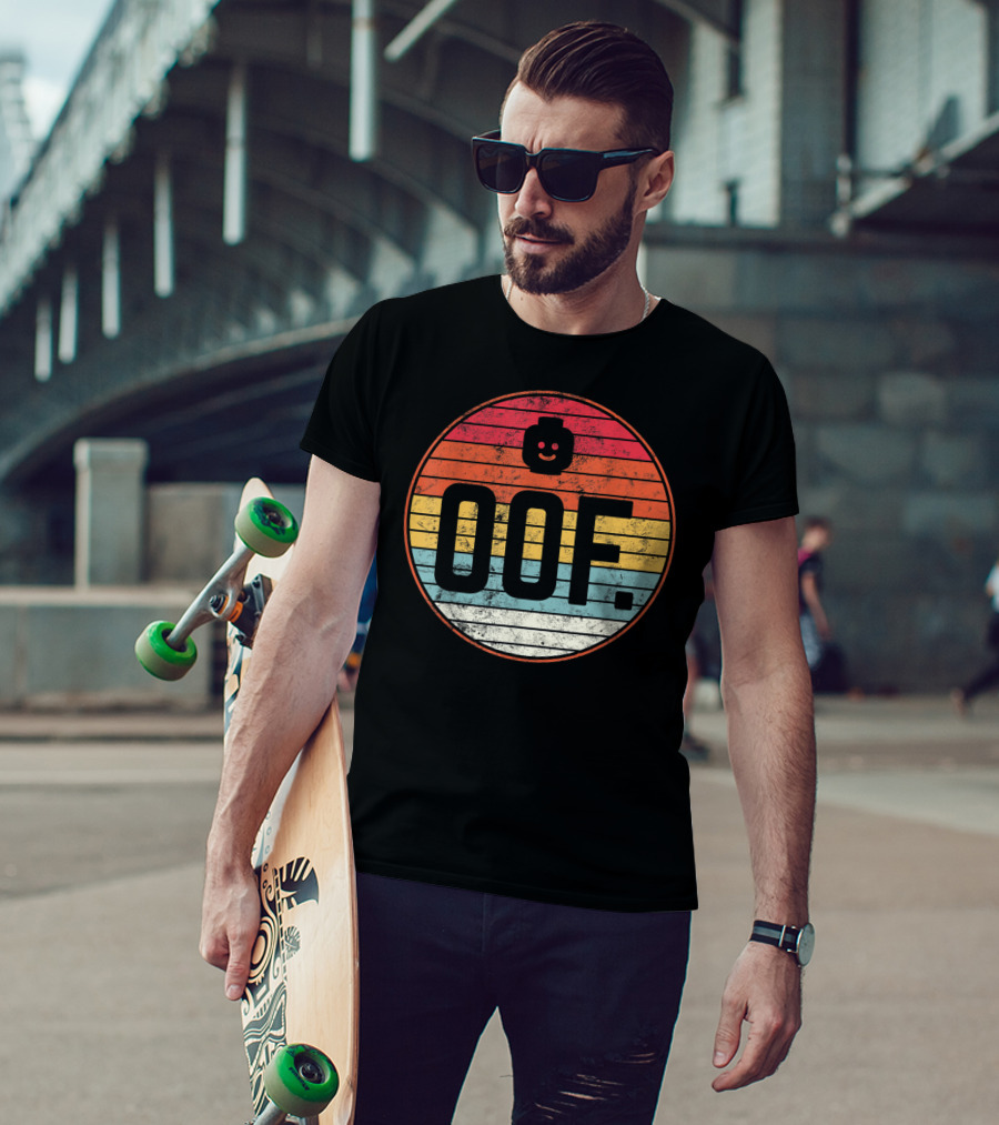 Big Oof Gaming Funny Dank Noob Gamer Retro OOF With Blockhead T-Shirt