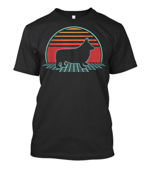 Corgi Vintage Pembroke Welsh 80S Style Retro Sunset T-Shirt