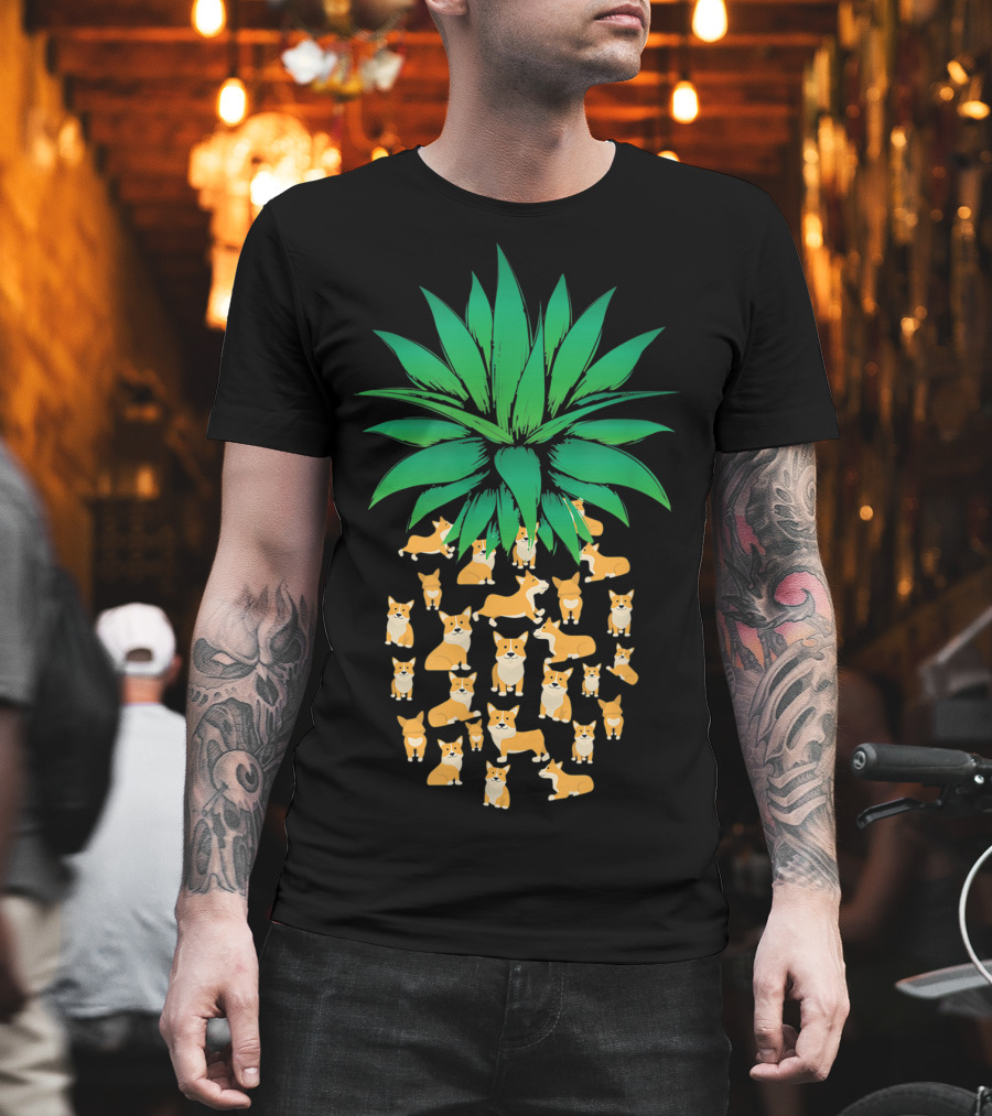 Cute Pembroke Welsh Corgi Pineapple Dogs T-Shirt