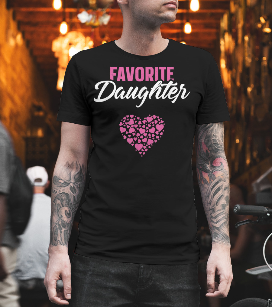 FAVORITE DAUGHTER Heart Pattern Mother's Day T-Shirt