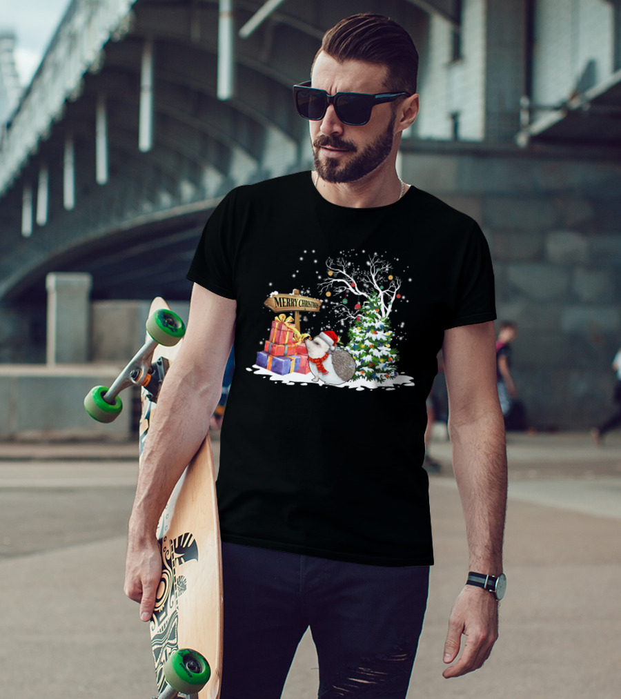 Merry Christmas Funny Hedgehog Santa Christmas Hedgehog Lover T-Shirt