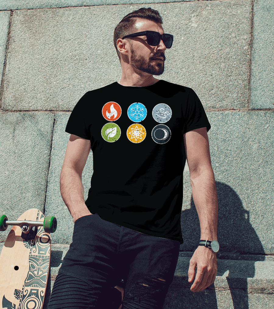 Gloomhaven Elements Symbol Fire Ice Air Earth Nature Light Dark T-Shirt