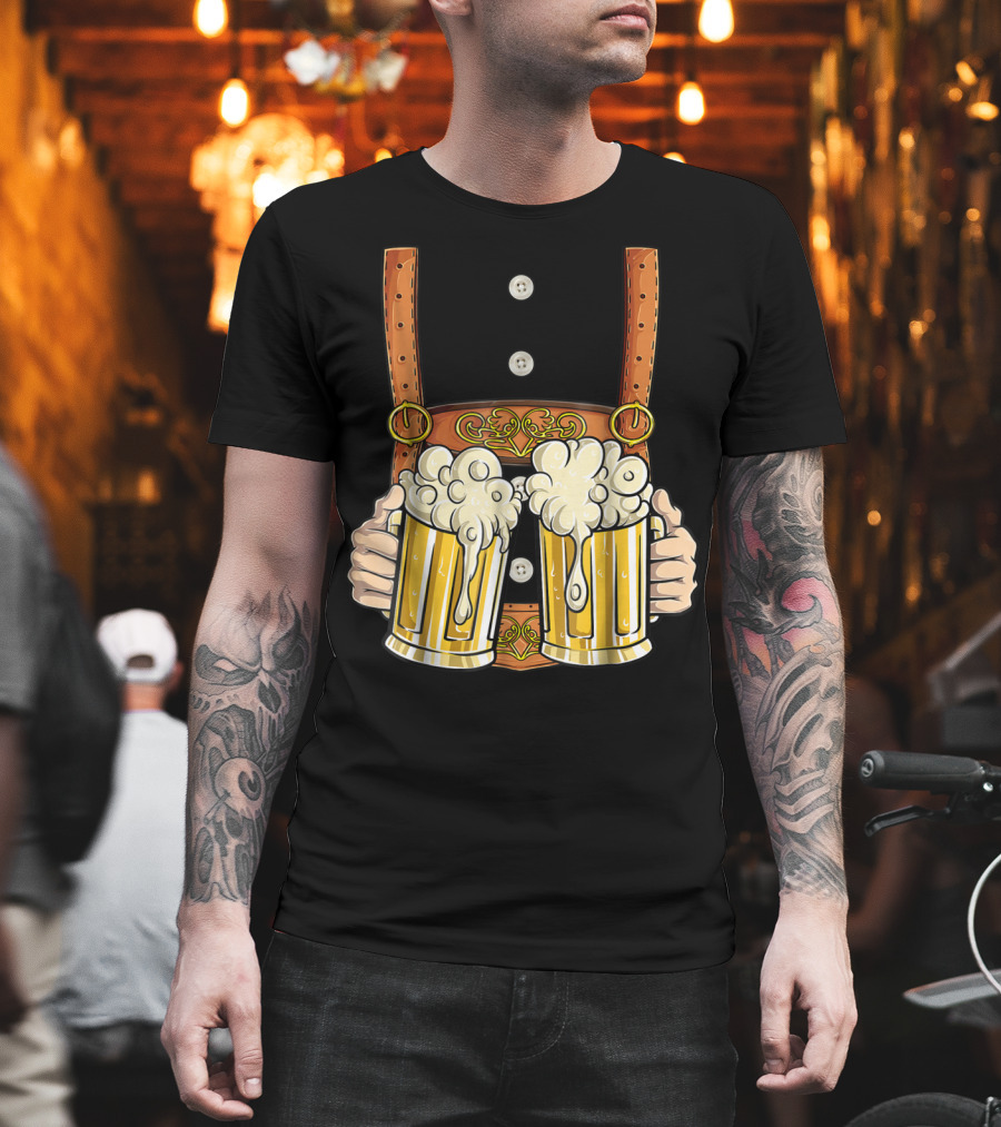 Lederhosen Costume Oktoberfest Men Prost Beer Cheers ZZ T-Shirt