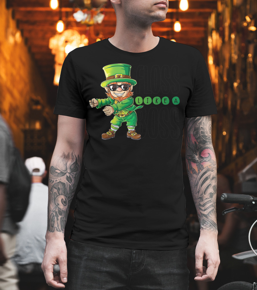Floss Like A Boss Leprechaun In Sunglasses T-Shirt