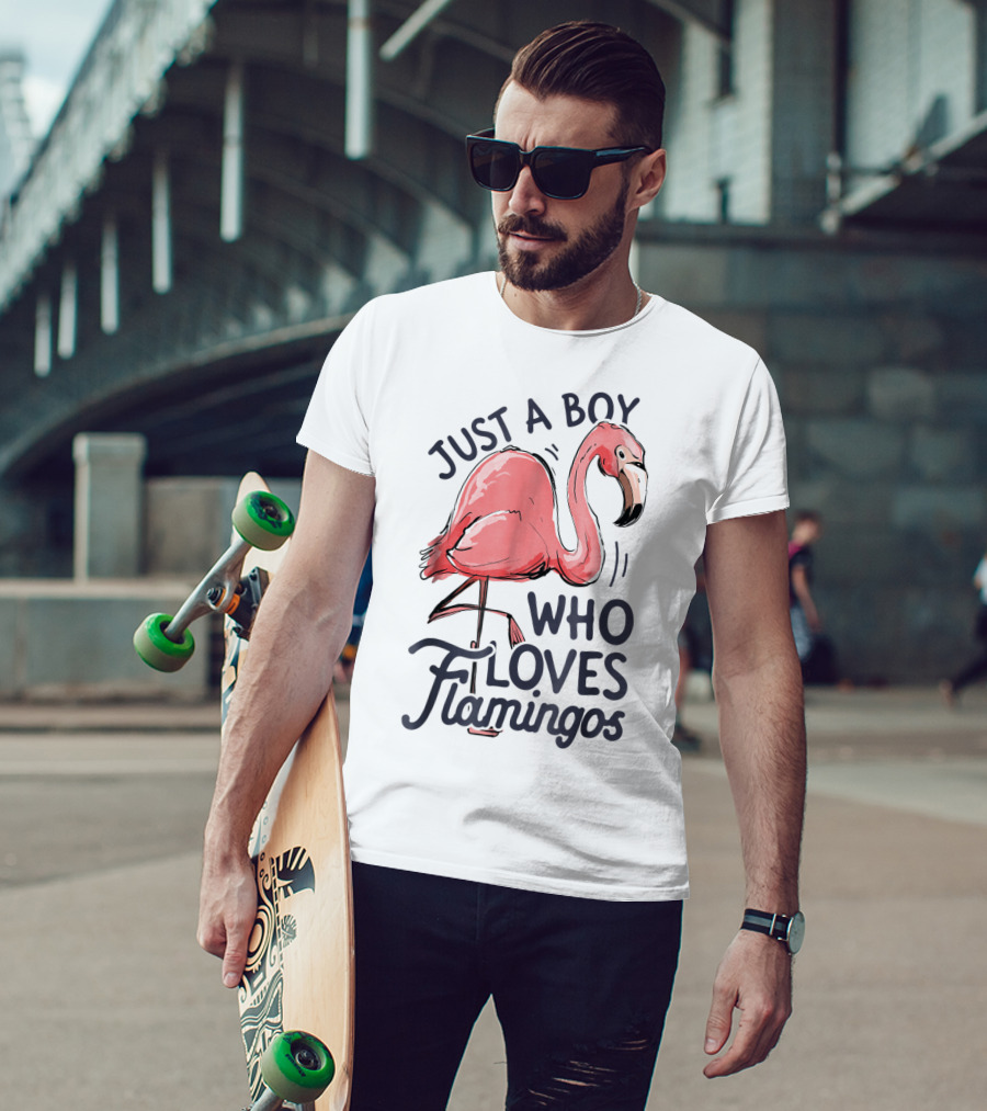 Just A Boy Who Loves Flamingos Pink Flamingo T-Shirt