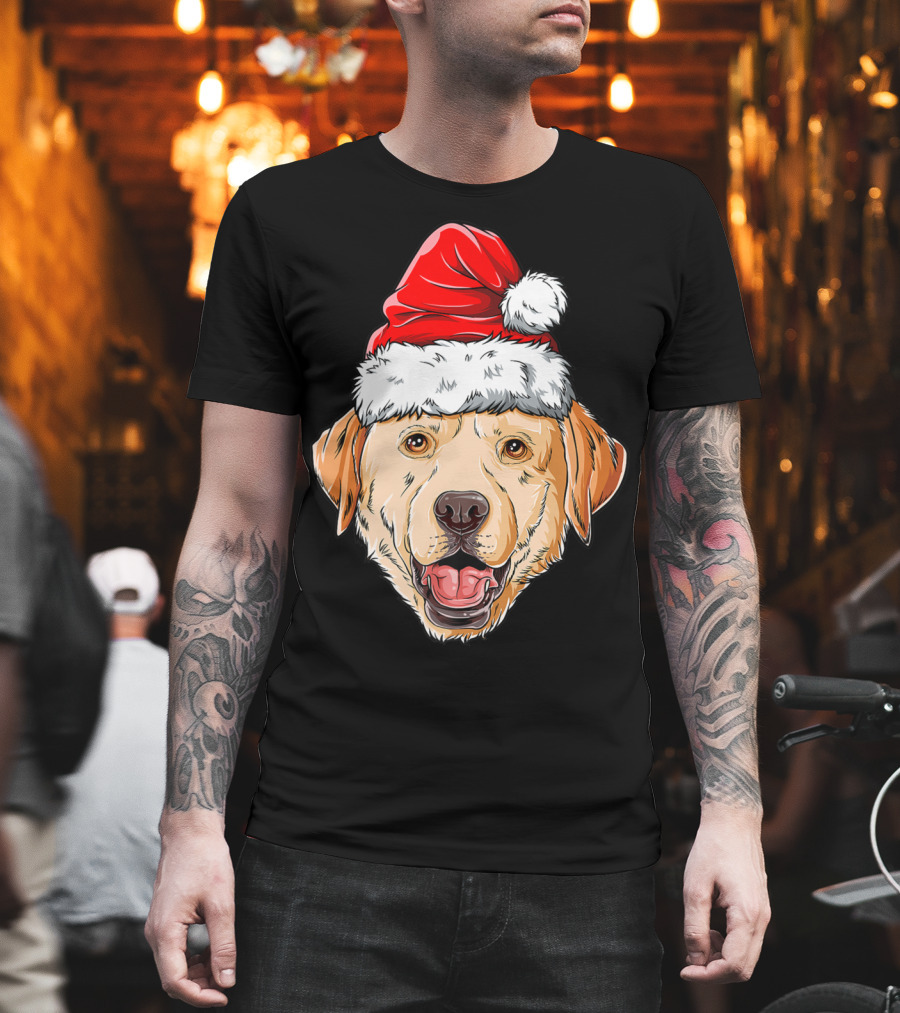Labrador Santa Christmas Dog Wearing Festive Hat T-Shirt