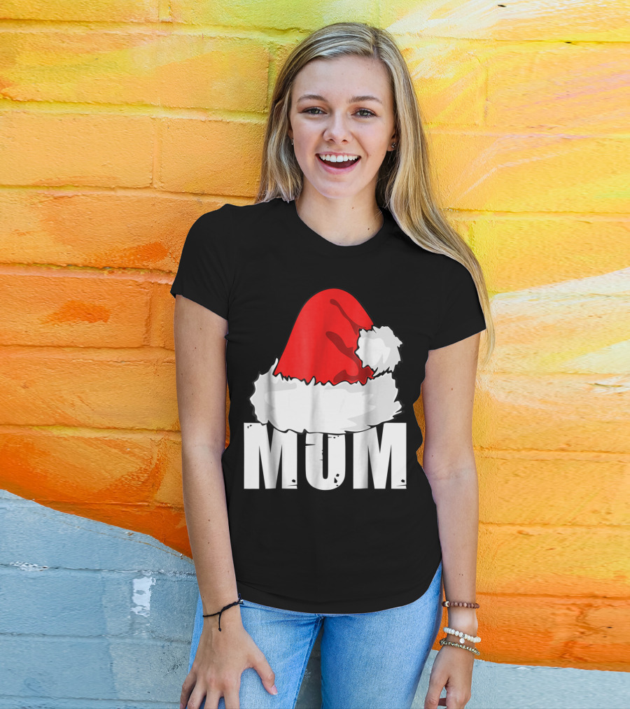 Mum Christmas Santa Hat Family Matching T-Shirt