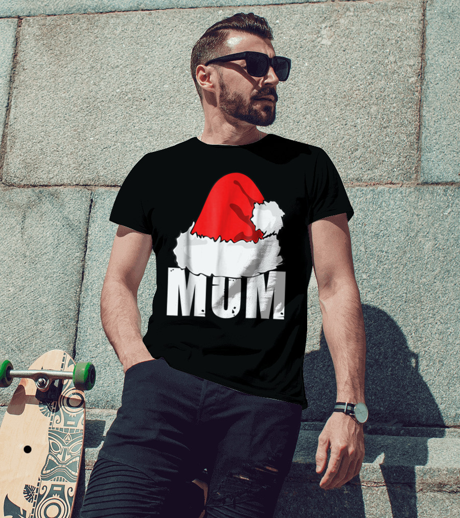 Mum Christmas Santa Hat Family Matching T-Shirt