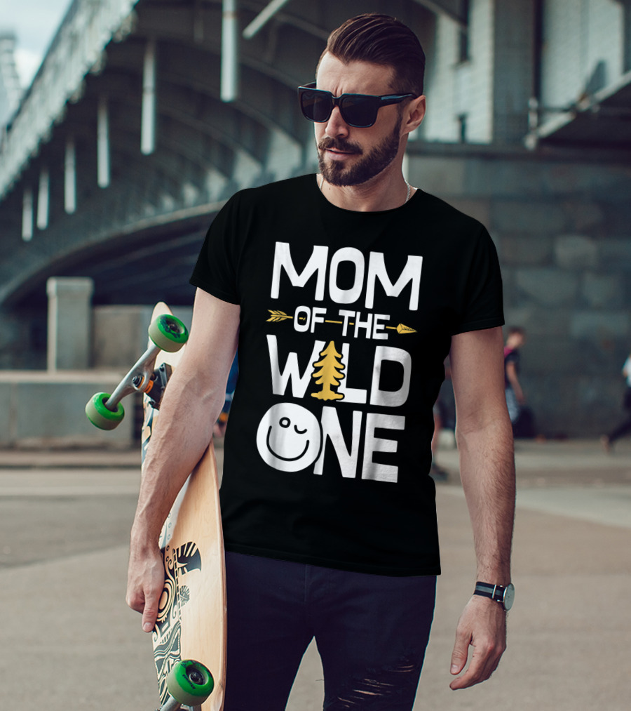 Mom Of The Wild One Arrow Tree Smiley Mother's Day Fun T-Shirt