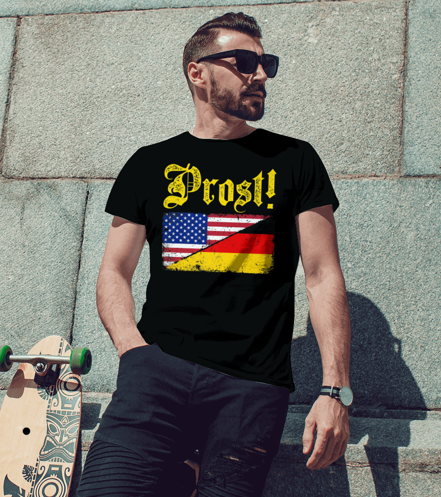 Prost German American Flag Oktoberfest T-Shirt