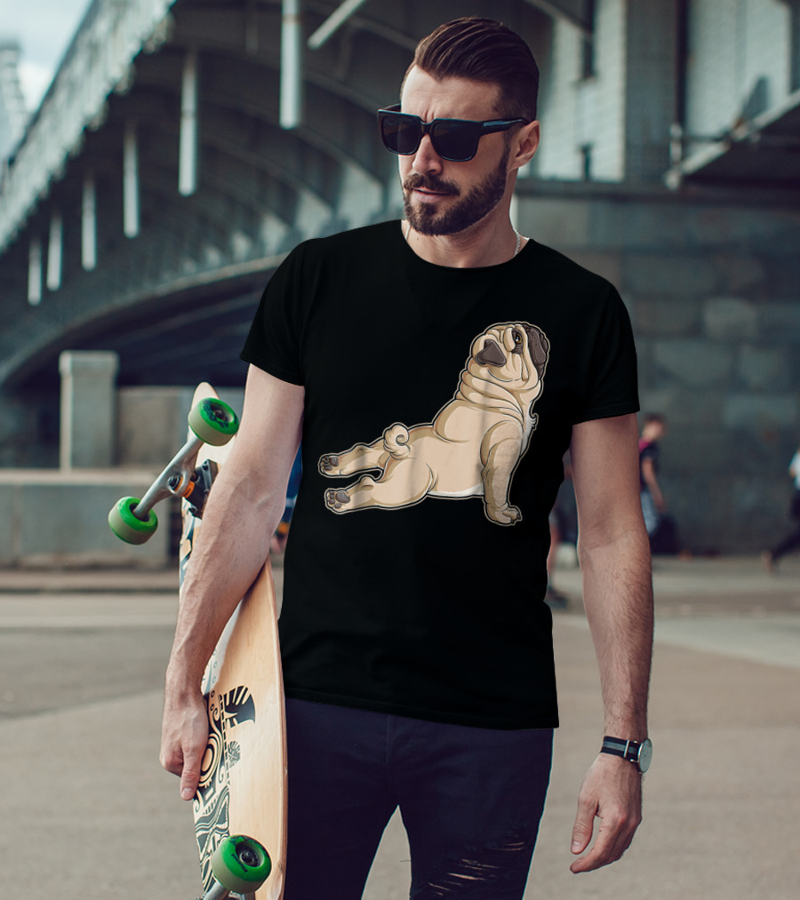 Pug Yoga Pose For Dog Lovers Puppy Funny T-Shirt