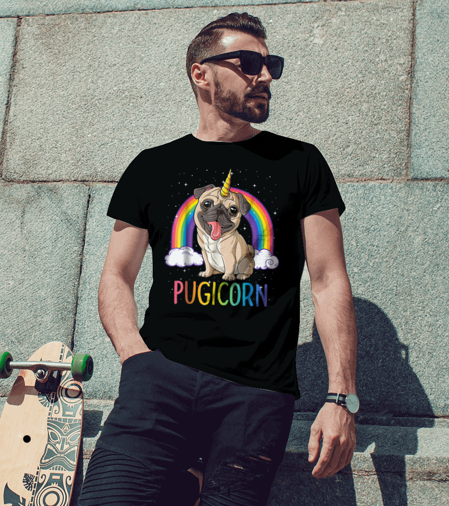 Pugicorn Pug Unicorn Kids Women Rainbow Galaxy T-Shirt