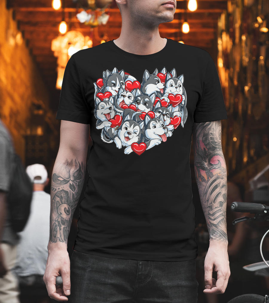 Siberian Husky Valentines Day Heart T-Shirt