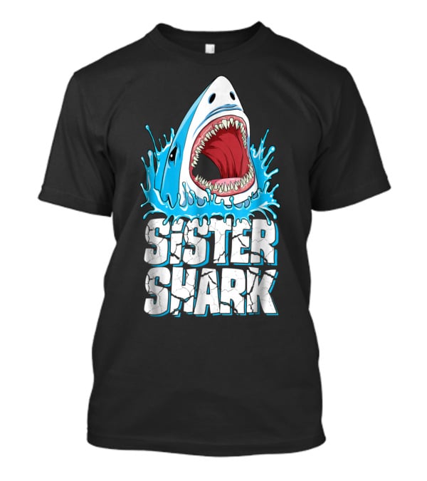 Sister Shark Family Splashing Water Jaws Open T-Shirt