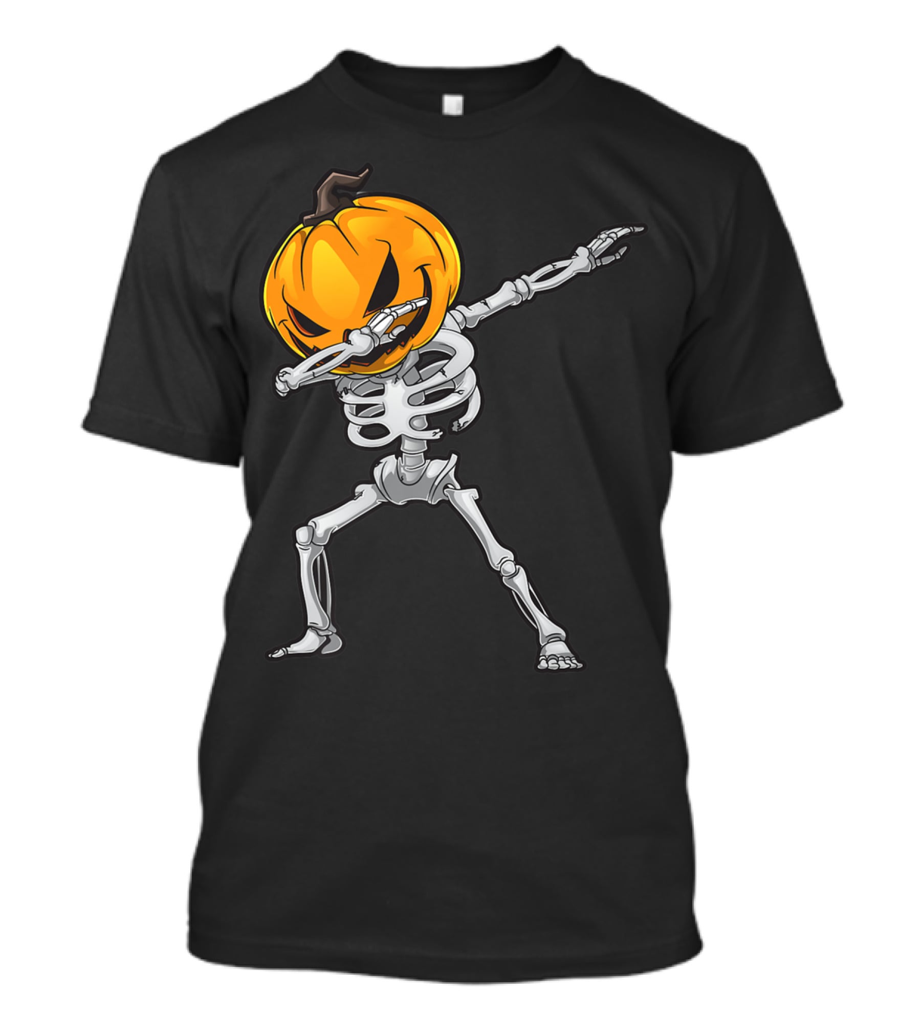 Skeleton Dabbing Halloween Scary Pumpkin Head Dance T-Shirt