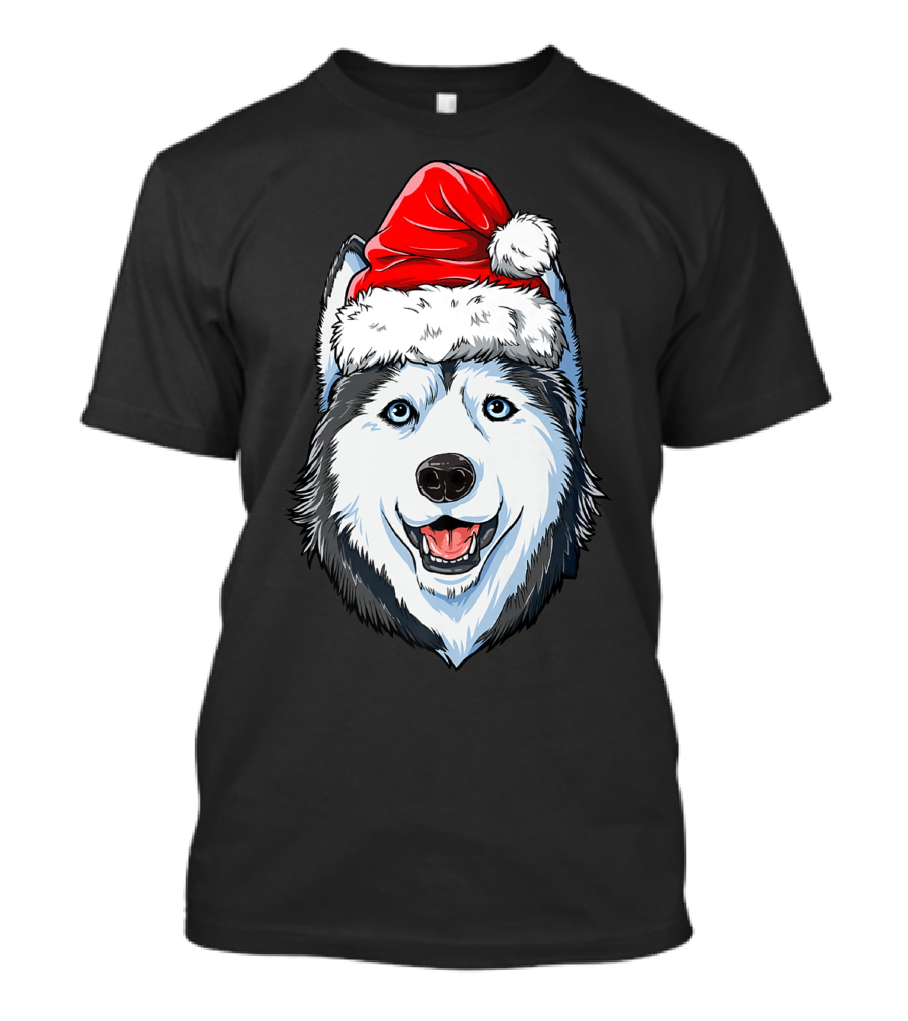 Siberian Husky Santa Christmas Hat Holiday Dog Festive T-Shirt