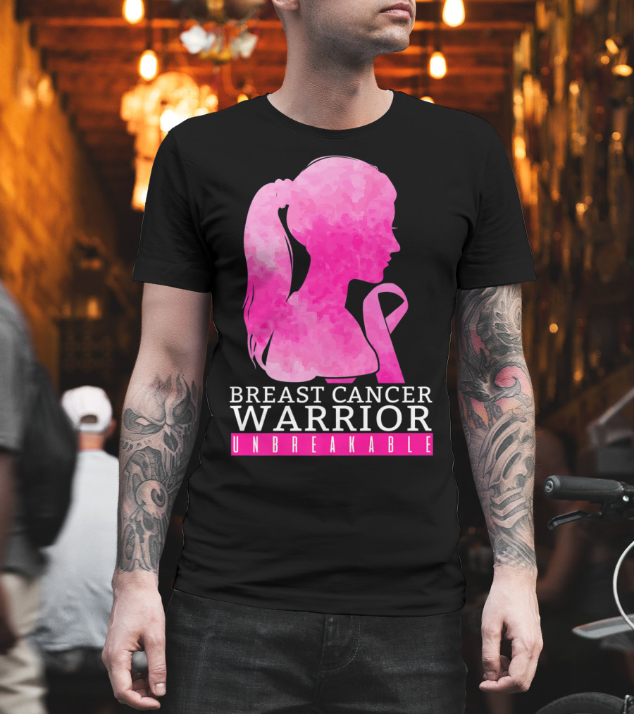 Breast Cancer Warrior Unbreakable Pink Ribbon T-Shirt
