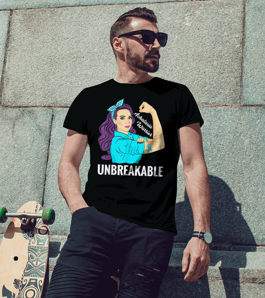 Achalasia Warrior Unbreakable Rosie The Riveter Style Awareness T-Shirt