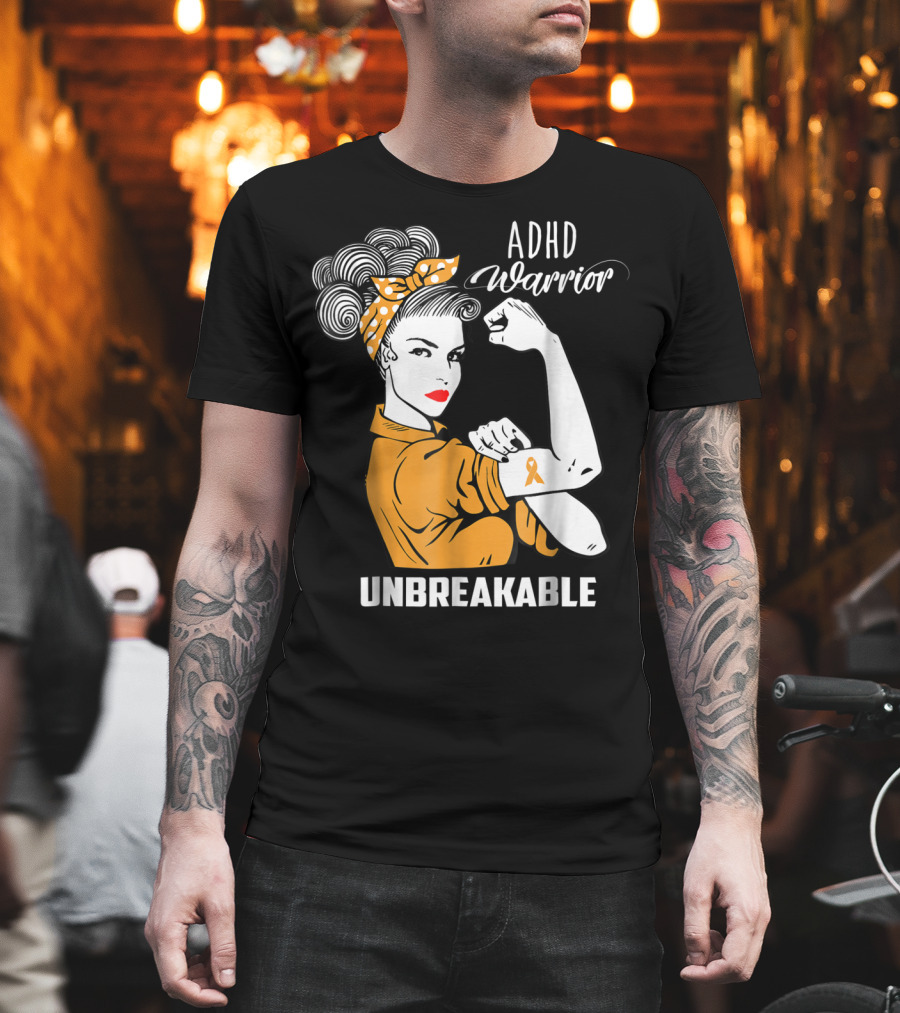 ADHD Warrior Unbreakable Ribbon Awareness Rosie T-Shirt