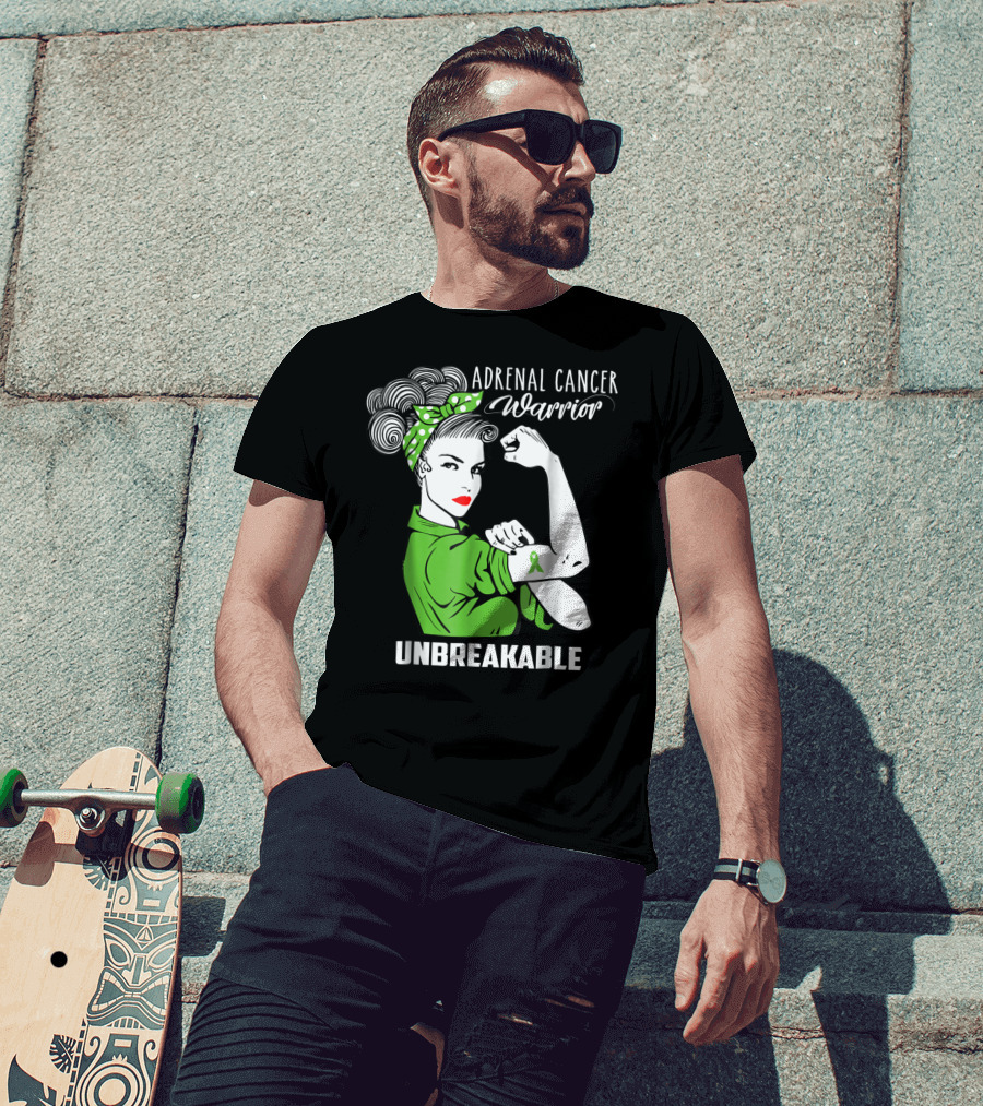 Adrenal Cancer Warrior Unbreakable Awareness Ribbon Strength T-Shirt