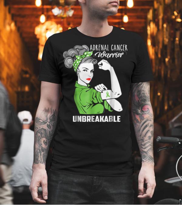 Adrenal Cancer Warrior Unbreakable Awareness Ribbon Strength T-Shirt Adrenal Cancer Warrior Unbreakable Awareness Ribbon Strength T-Shirt