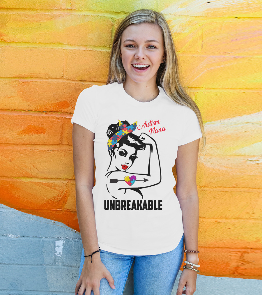Autism Nana Unbreakable Puzzle Heart Bandana T-Shirt