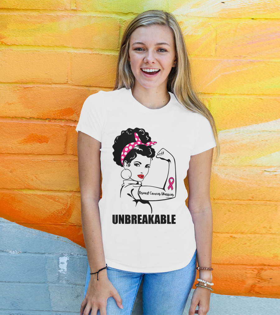 Breast Cancer Warrior Unbreakable Pink Ribbon Strength T-Shirt