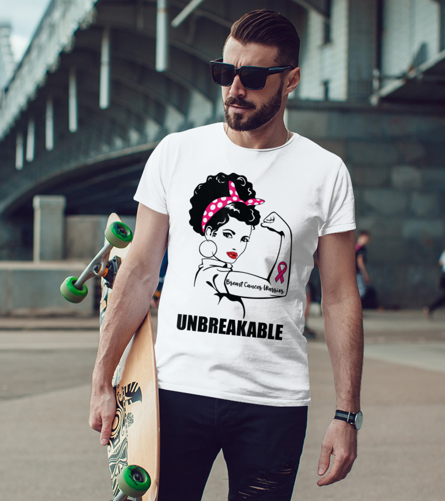 Breast Cancer Warrior Unbreakable Pink Ribbon Strength T-Shirt