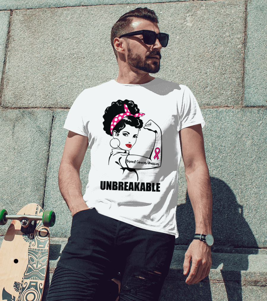 Breast Cancer Warrior Unbreakable Pink Ribbon Strength T-Shirt