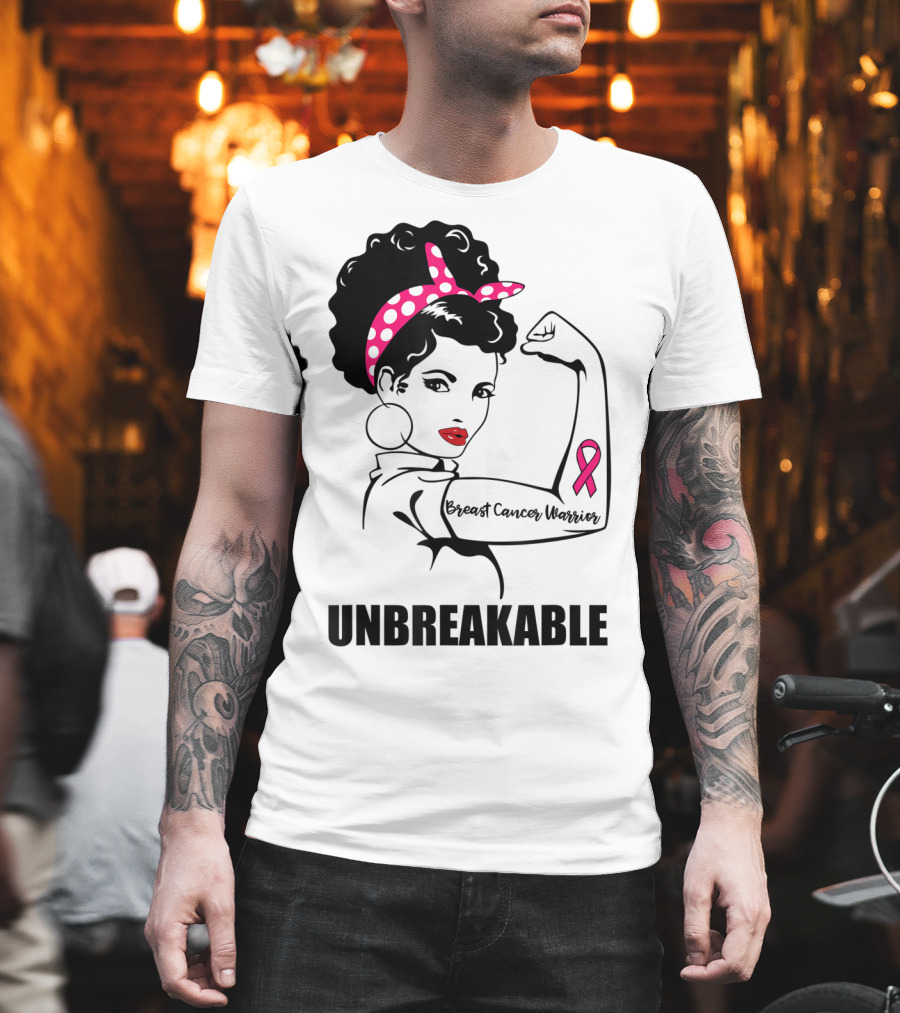 Breast Cancer Warrior Unbreakable Pink Ribbon Strength T-Shirt