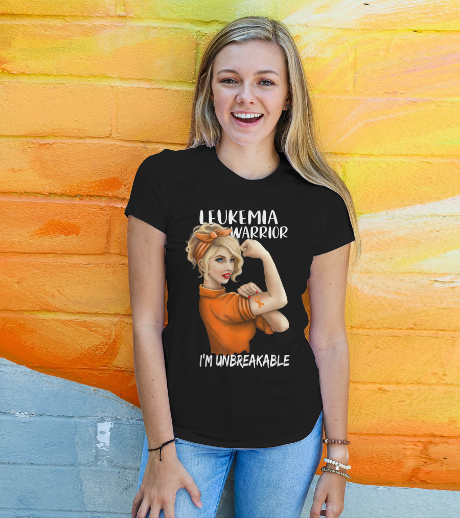Leukemia Warrior Orange Ribbon I'm Unbreakable T-Shirt