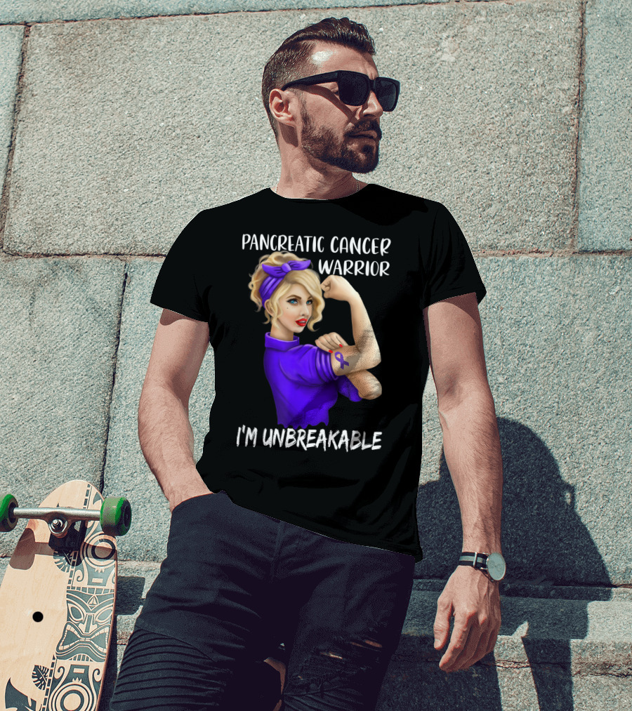 Pancreatic Cancer Warrior I'm Unbreakable T-Shirt