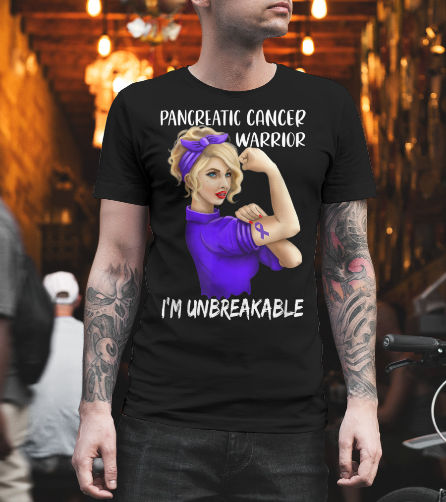 Pancreatic Cancer Warrior I'm Unbreakable T-Shirt