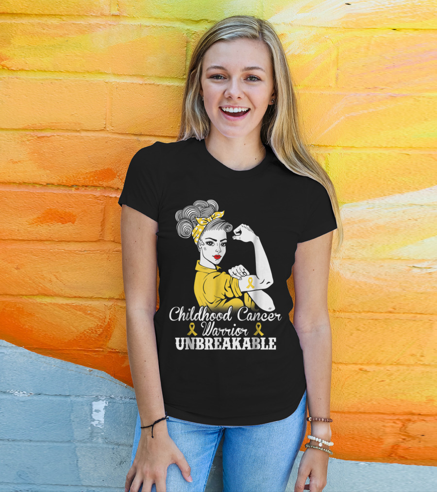 Childhood Cancer Warrior Unbreakable Awareness Month T-Shirt