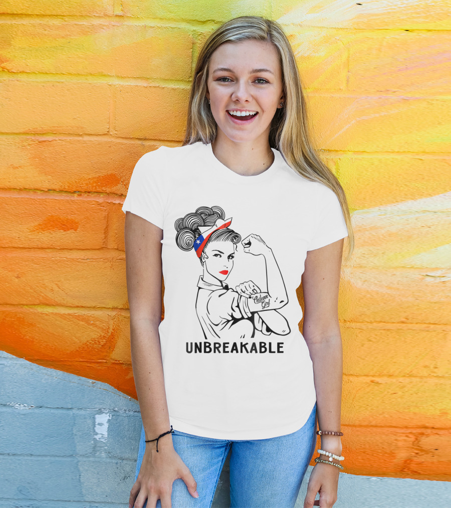 Chilean Girl Unbreakable Rosie Riveter Heritage With Chile Flag Bandana T-Shirt