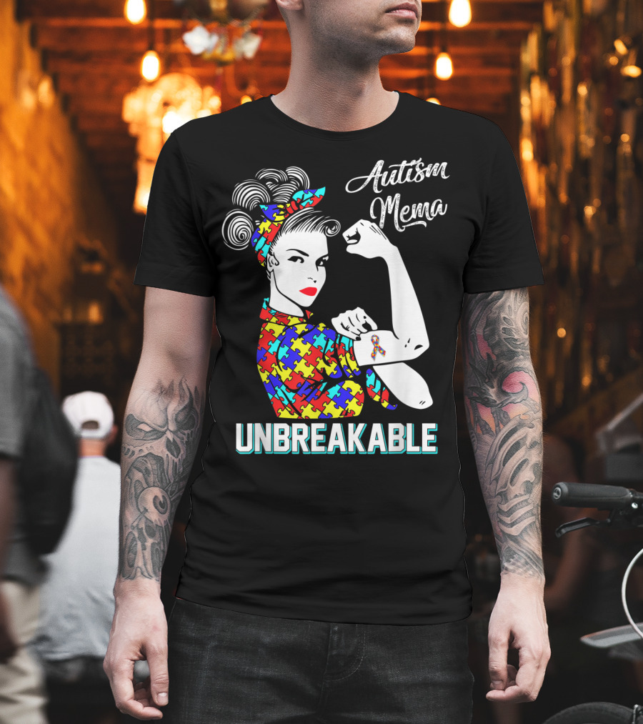 Autism Mema Unbreakable Puzzle Ribbon Awareness T-Shirt