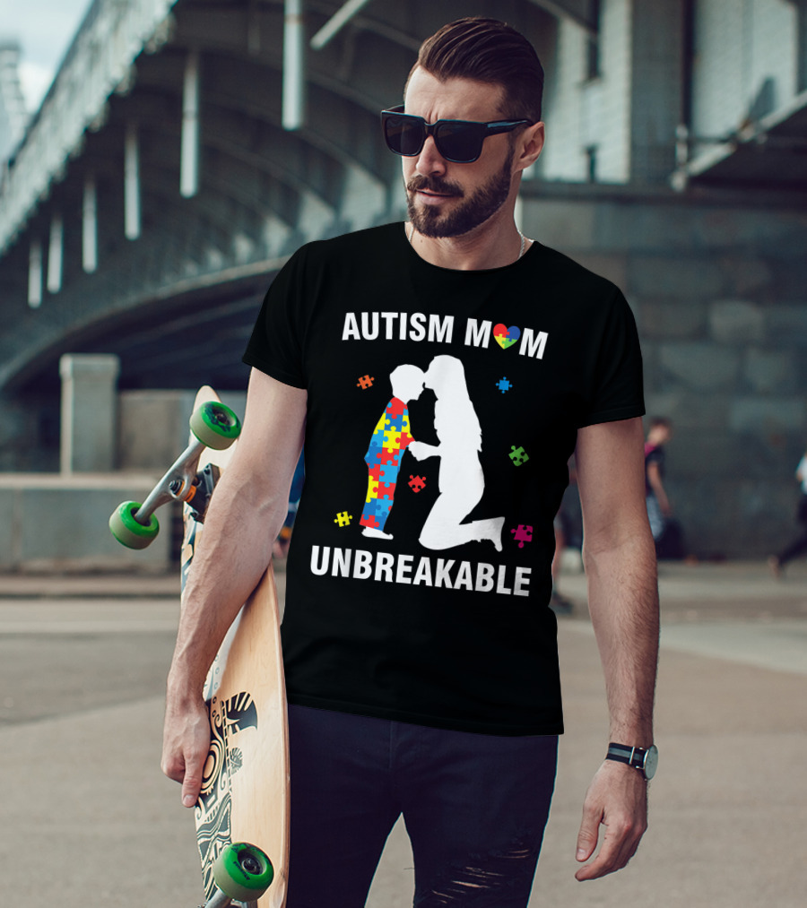 Autism Mom Unbreakable Puzzle Heart Support T-Shirt