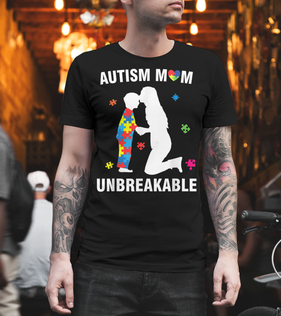 Autism Mom Unbreakable Puzzle Heart Support T-Shirt
