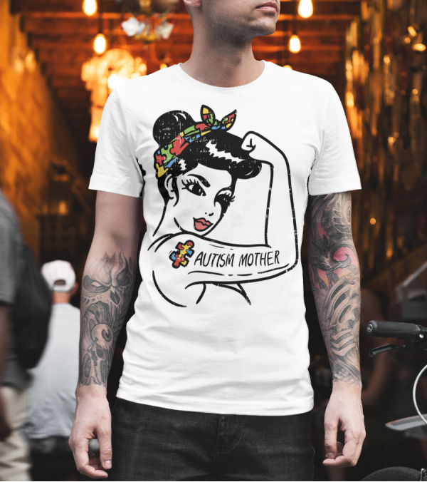 Autism Mother Unbreakable Puzzle Piece Bandana Rosie Riveter T-Shirt Autism Mother Unbreakable Puzzle Piece Bandana Rosie Riveter T-Shirt