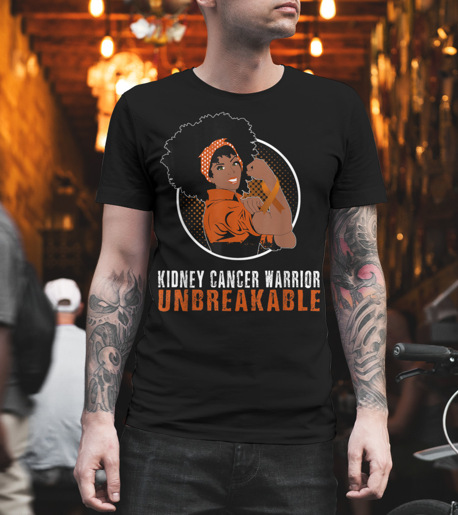 Kidney Cancer Warrior Unbreakable Black Girl Representation T-Shirt