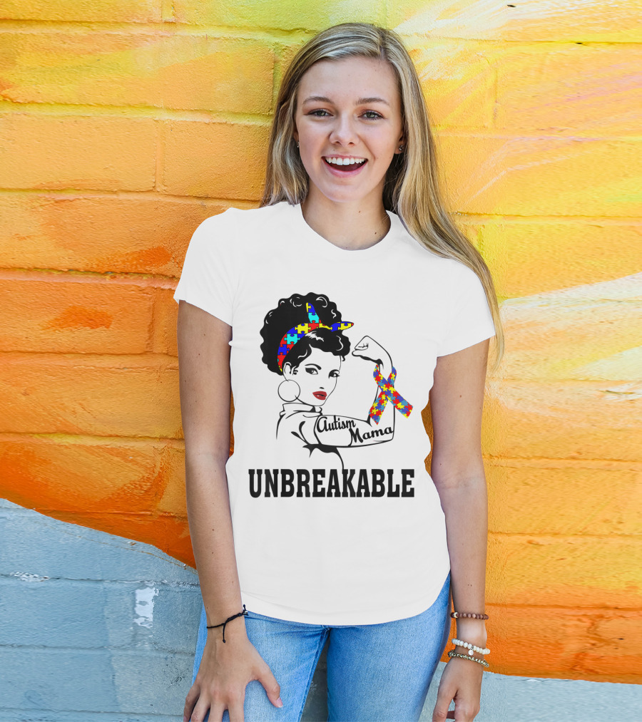 Autism Mama Unbreakable Puzzle Ribbon Sister Daughter T-Shirt